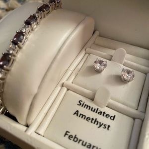 Amethyst Bracelet and Stud Earrings